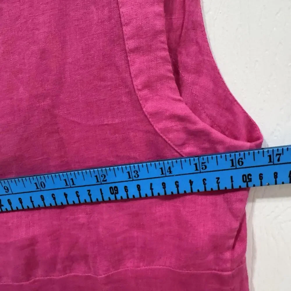 120% Lino Women's Pink Linen Long Sleeve A-Line‎ Dress (16” Pit To Pit) Small?